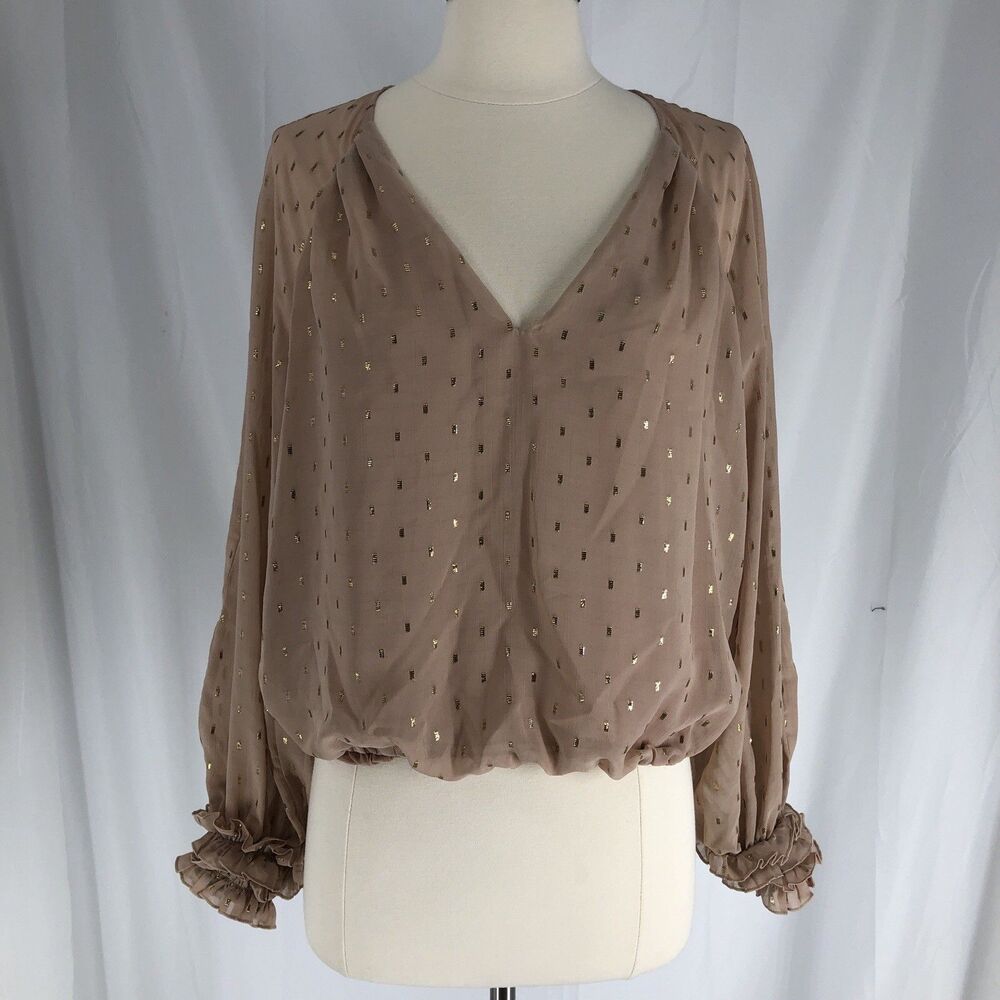 Express  V-Neck Blush Pink Blouse Elastic Waist Women’s Small